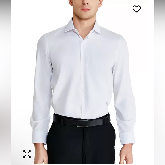 NWT TALLIA Men's Slim- Fit Solid Poplin White Shirt - Picture 1 of 8